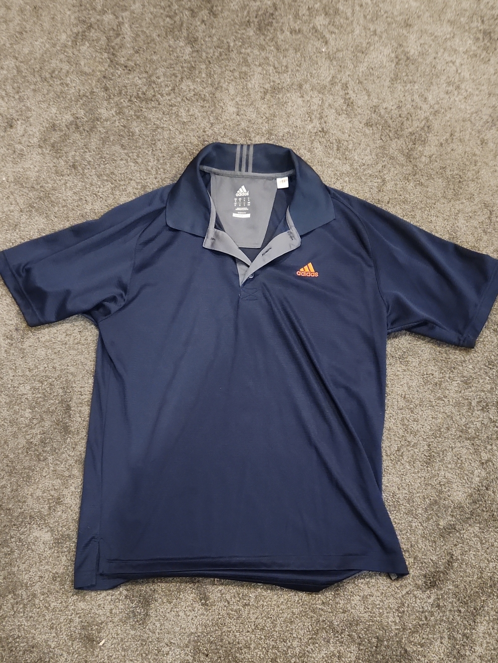 adidas Men's Navy Polo with Gray Trim and Orange Logo